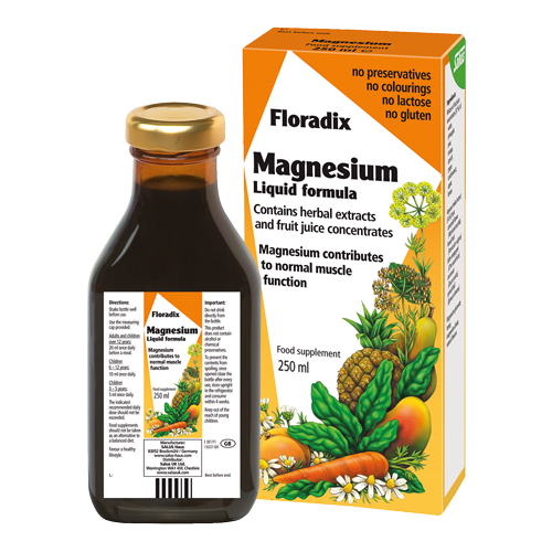 Floradix Magnesium Liquid Formula from herbal extracts and fruit juice concentrate 250ml