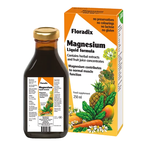 Floradix Magnesium Liquid Formula from herbal extracts and fruit juice concentrate 250ml