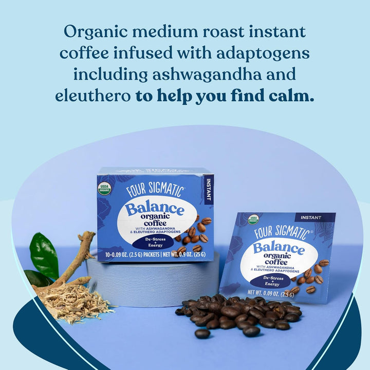 Four Sigmatic BALANCE Organic Coffee With Ashwagandha & Eleuthero Adaptogens 10 Packets