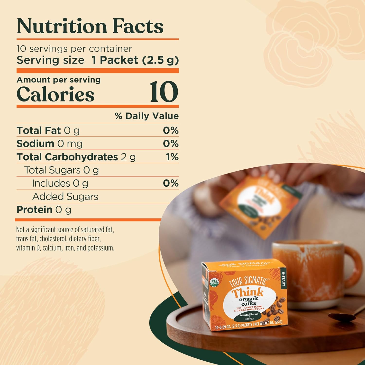 Four Sigmatic THINK Organic Coffee With Lion's Mane & Chaga Mushrroms 10 Packets