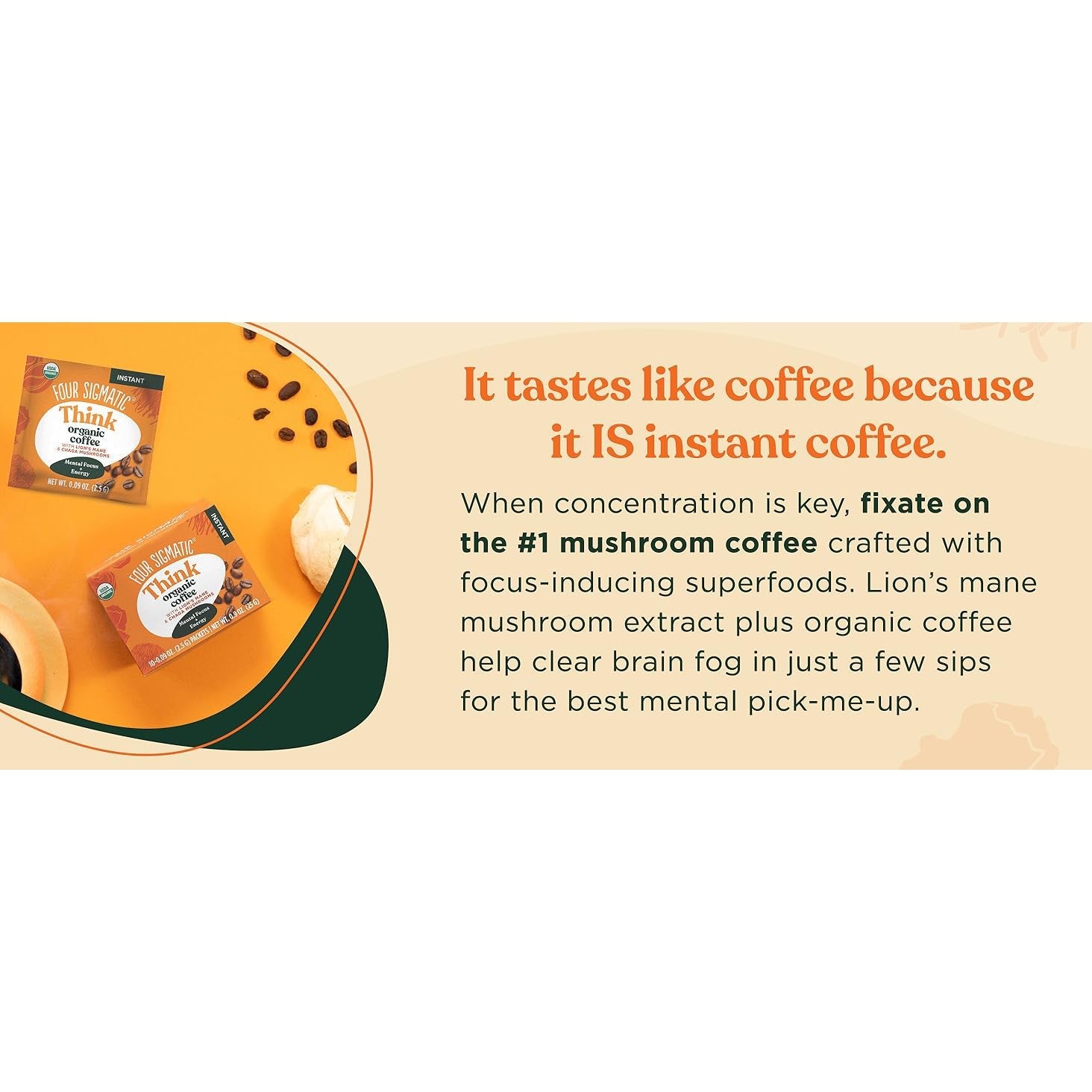 Four Sigmatic THINK Organic Coffee With Lion's Mane & Chaga Mushrroms 10 Packets