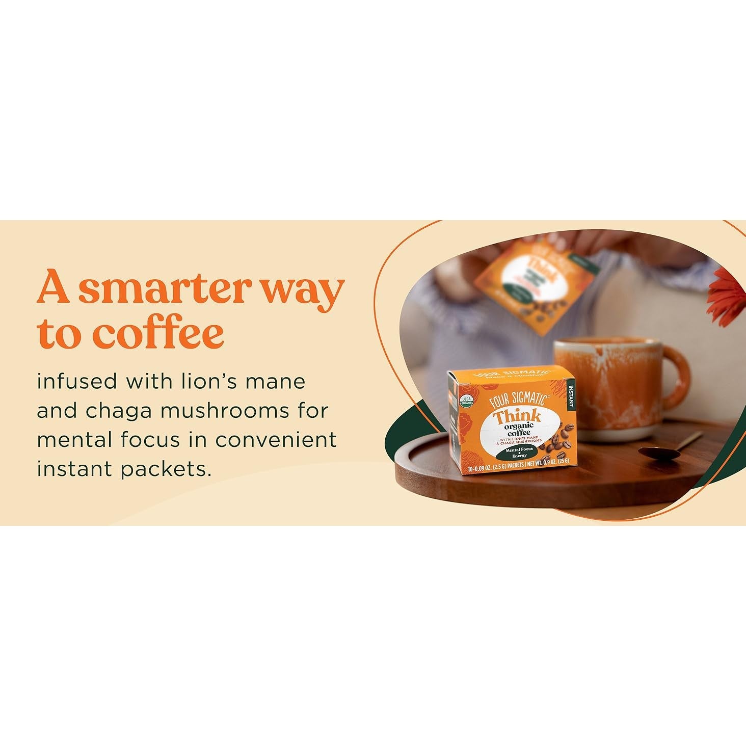 Four Sigmatic THINK Organic Coffee With Lion's Mane & Chaga Mushrroms 10 Packets