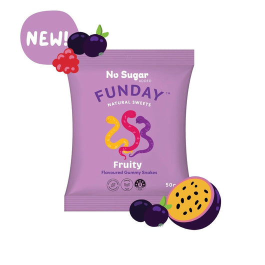 Funday No Sugar Added Natural Sweets Fruity Gummy Snakes 50mg