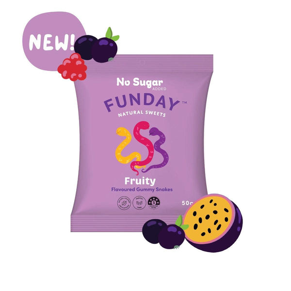 Funday No Sugar Added Natural Sweets Fruity Gummy Snakes 50mg