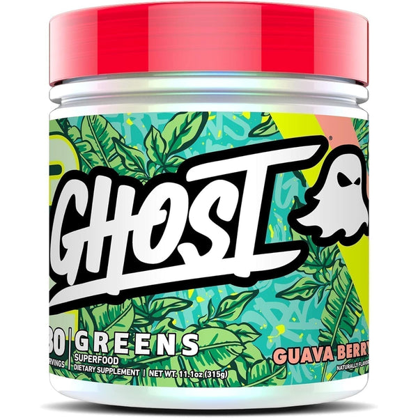 GHOST Greens Superfood Powder, Guava Berry Natural Flavor, 19 Super Greens & Reds, Fruits, Vegetables, Spirulina, & Chlorella, Prebiotics, 10 Billion CFU Probiotic & Digestive Enzymes - Gluten-Free 285g