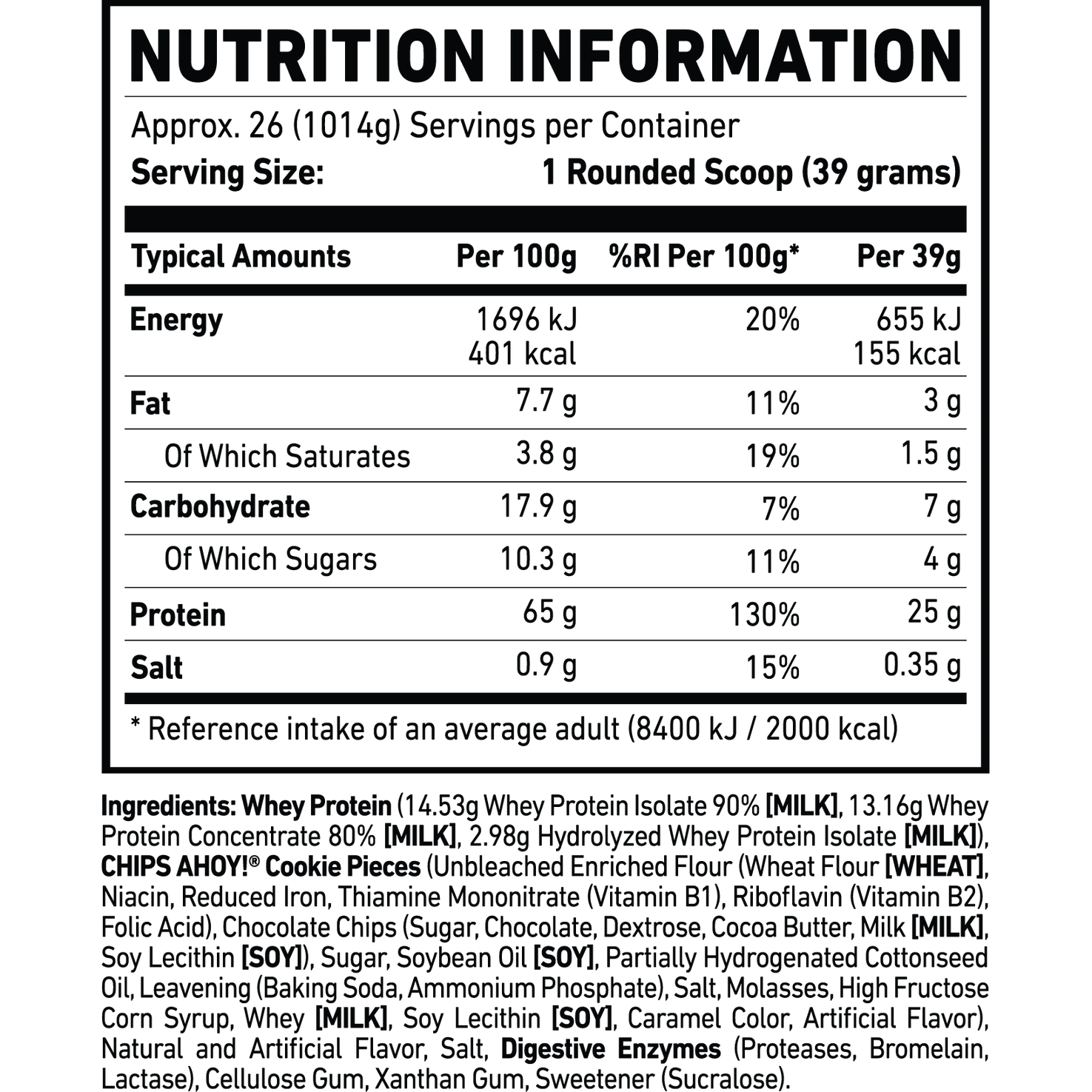 GHOST Whey Protein Chocolte Chip Cookie Whey Protein Isolate, Concentrate & Hydrolyzed Whey Protein Blend - Soy & Gluten Free 1014g
