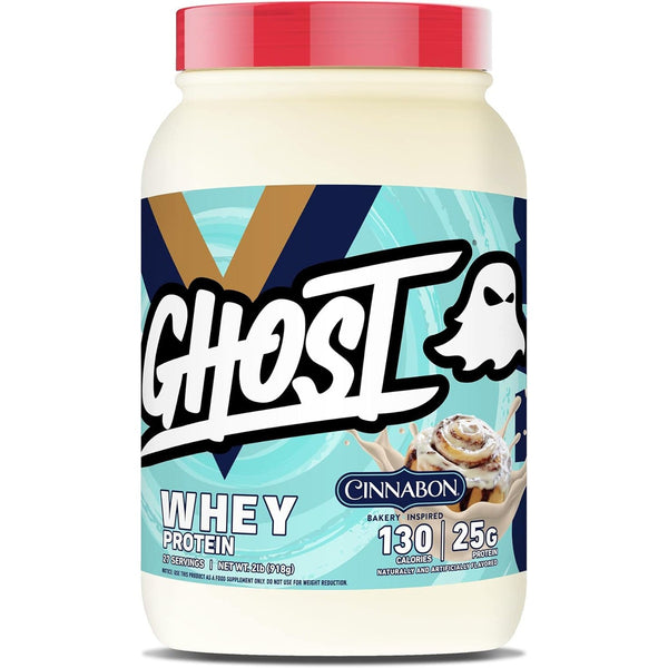 GHOST Whey Protein Powder, Cinnabon, Cinnamon Roll Flavored Isolate, Concentrate & Hydrolyzed Whey Protein Blend - Soy & Gluten Free 918g