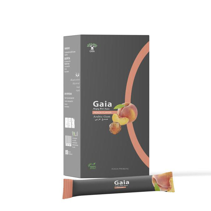 Gaia Grade AAA Arabic Gum Powder Prebiotic with Natural Peach Powder 15 Sachets 15x15gm