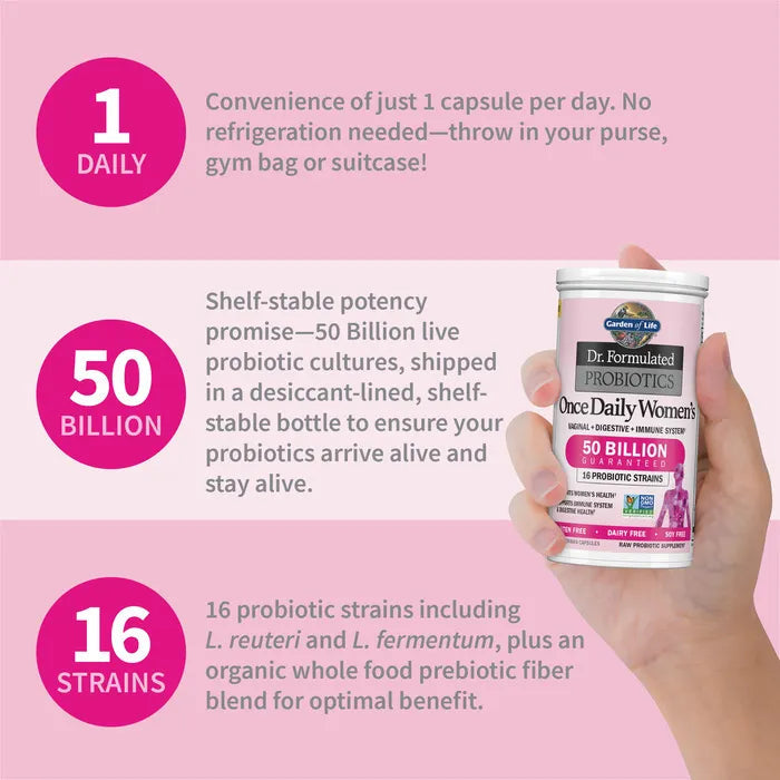 Garden of Life, Dr. Formulated Women's Probiotics Once Daily, 16 Strains, 50 Billion, 30 Vegetarian Capsules