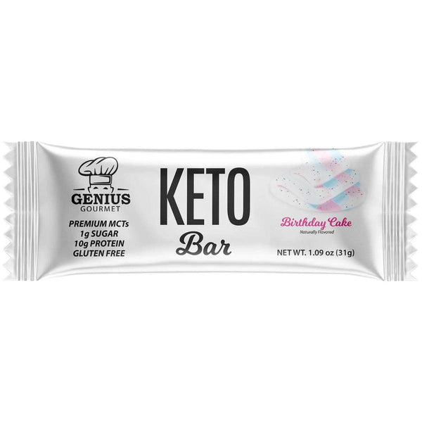 Genius Gourmet Keto Bar Birthday Cake Low Sugar Gluten Free 31g