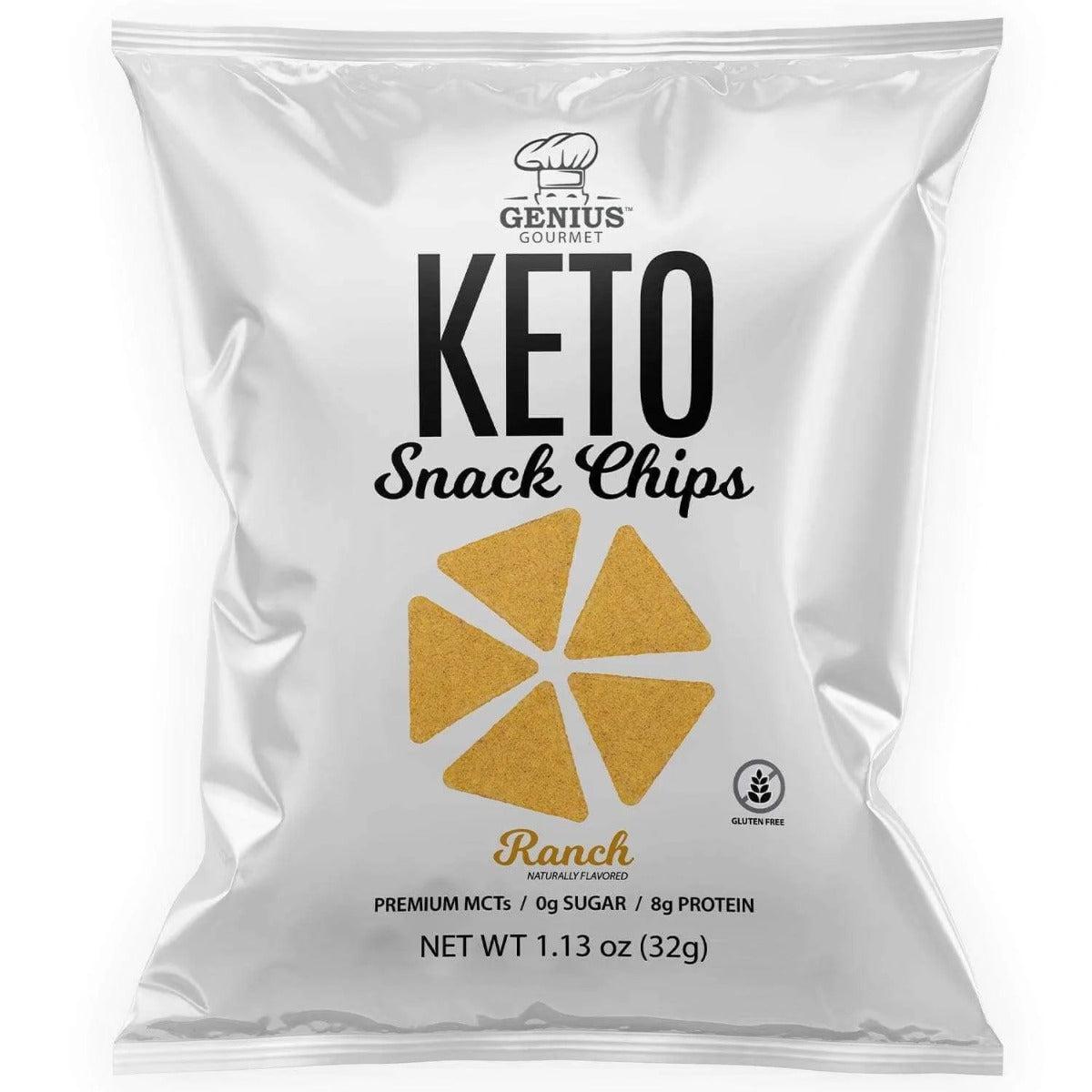 Genius Gourmet Keto Snack Chips Ranch Zero Sugar Gluten Free 32g