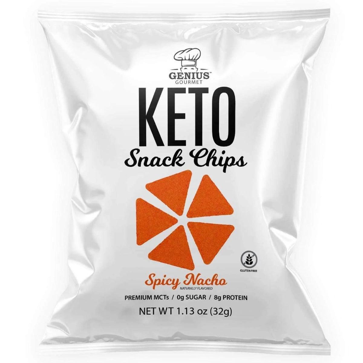 Genius Gourmet Keto Snack Chips Spicy Nacho Zero Sugar Gluten Free 32g