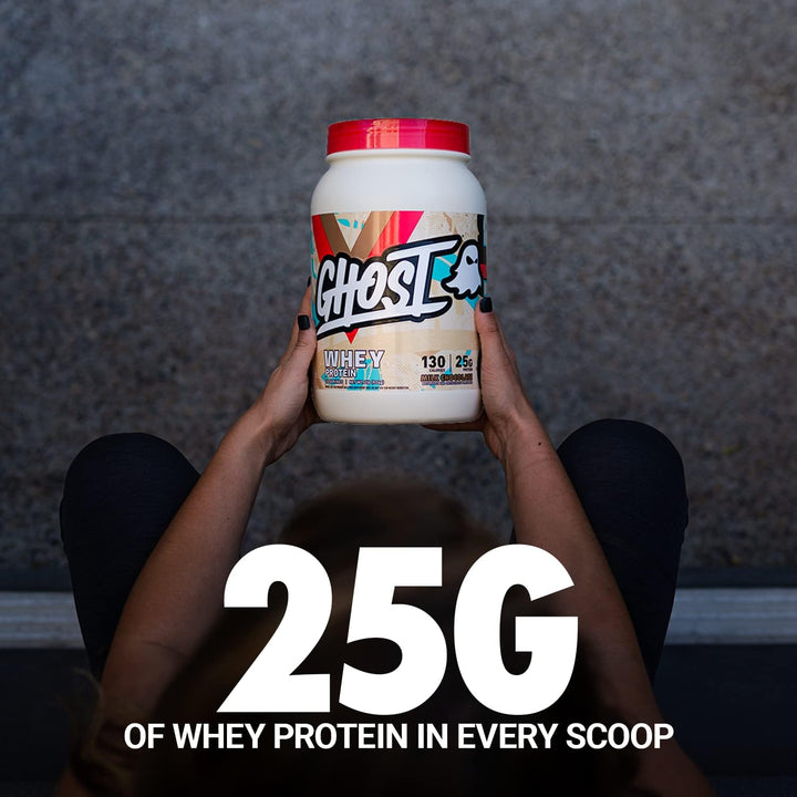 Ghost Whey Protein Powder Milk Chocolate Whey Isolate, Concentrate & Hydrolyzed Whey Protein Blend - Soy & Gluten Free 924g