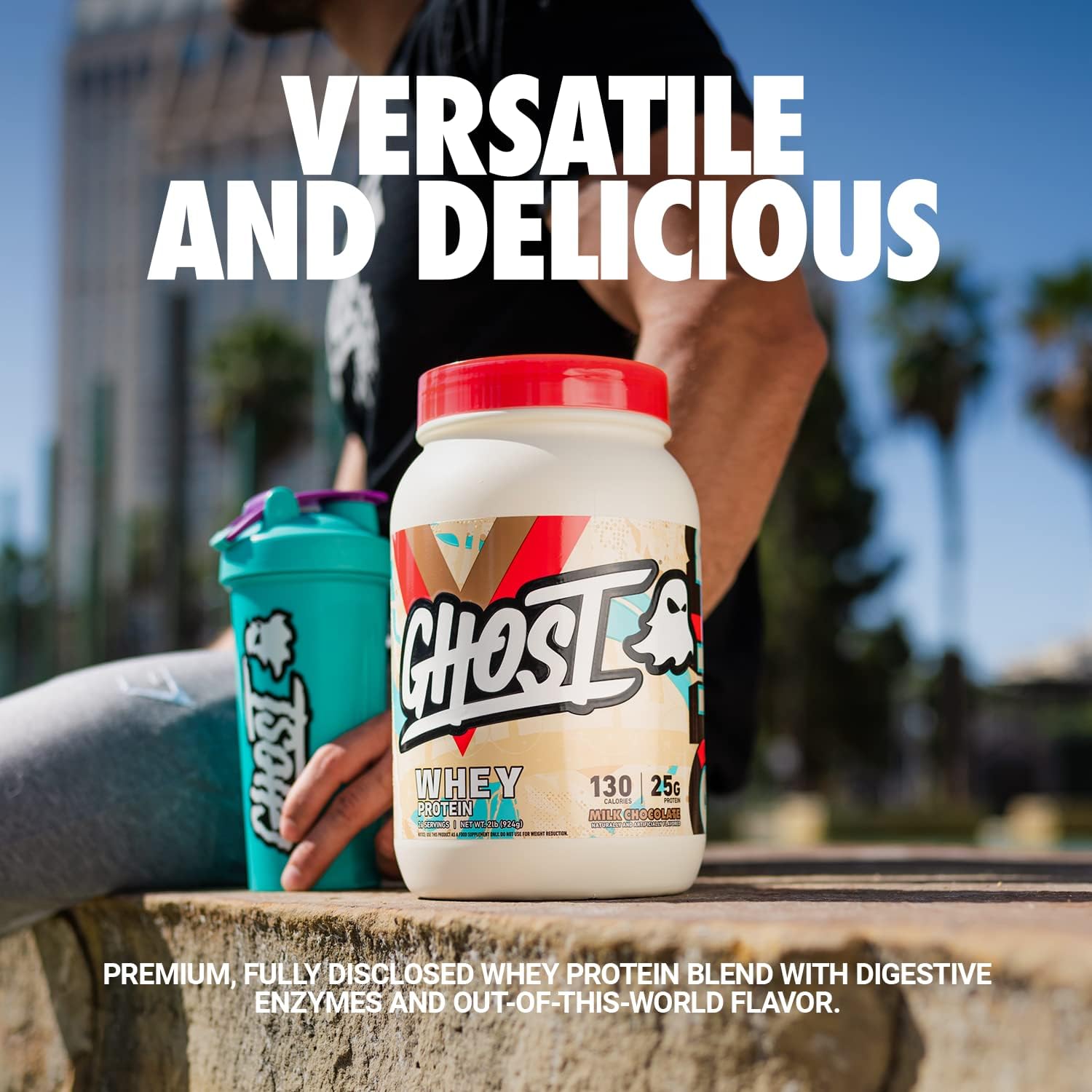 Ghost Whey Protein Powder Milk Chocolate Whey Isolate, Concentrate & Hydrolyzed Whey Protein Blend - Soy & Gluten Free 924g