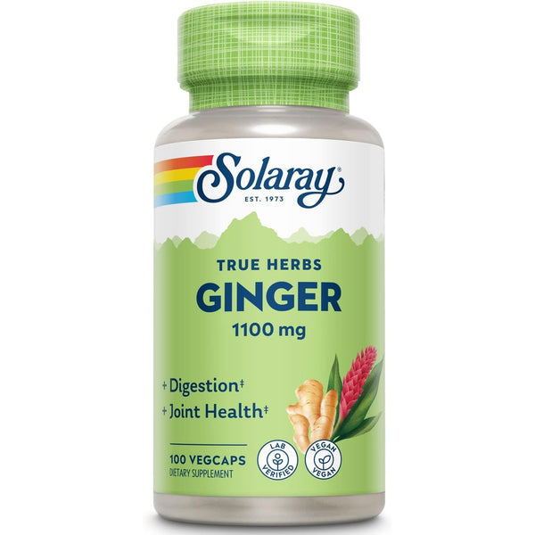 Ginger Root 1100mg for Healthy Digestion, Joints & Stomach Discomfort Support, Whole Root, Non-GMO & Vegan 100 VegCaps