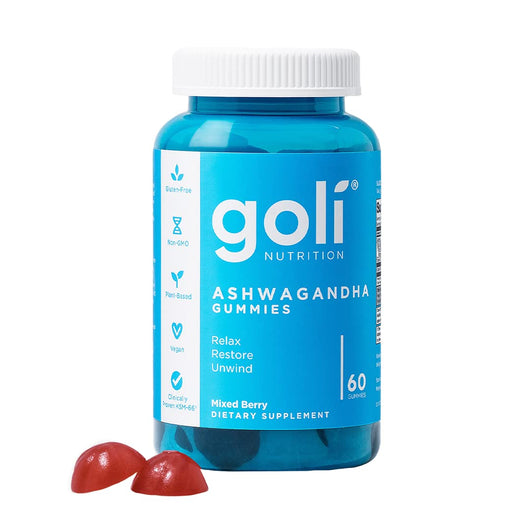 Goli Ashwagandha & Vitamin D Gummies KSM-66 Relax. Restore. Unwind, Vegan, Plant Based, Non-GMO, Gluten-Free & Gelatin Free 60 Gummies