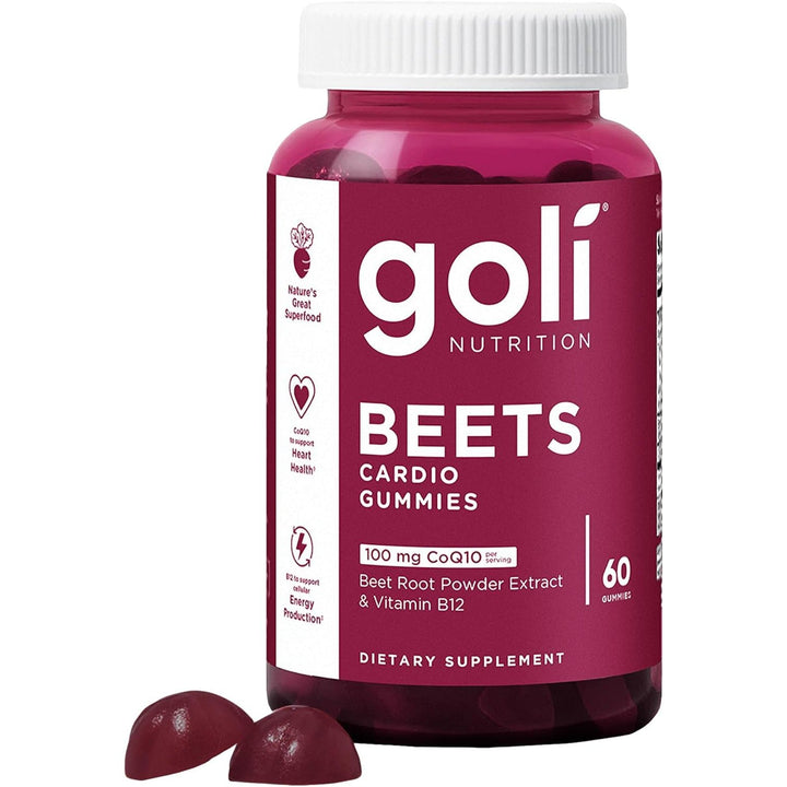 Goli Beets Cardio Gummies, with CoQ10 & Beet Root Extract Gluten-Free, Vegan, Non-GMO, and Gelatin-Free 60 Gummies