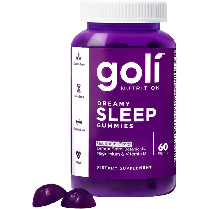 Goli Dreamy Sleep Gummies Melatonin 5mg, with Vitamin D, Magnesium, and Lemon Balm Extract, Gelatin-Free, Gluten-Free, Vegan & Non-GMO 60 Gummies