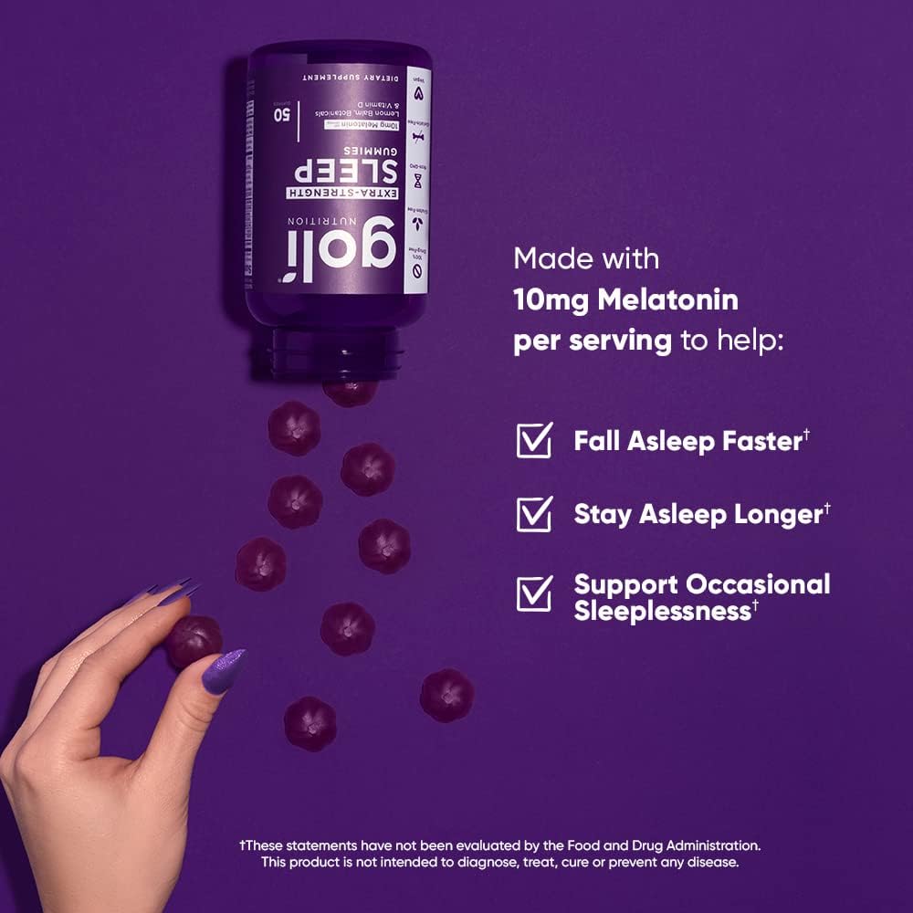 Goli Extra Strength Sleep Gummies With 10mg Melatonin Gluten-Free, Vegan, Non-GMO, and Gelatin-Free 50 Gummies