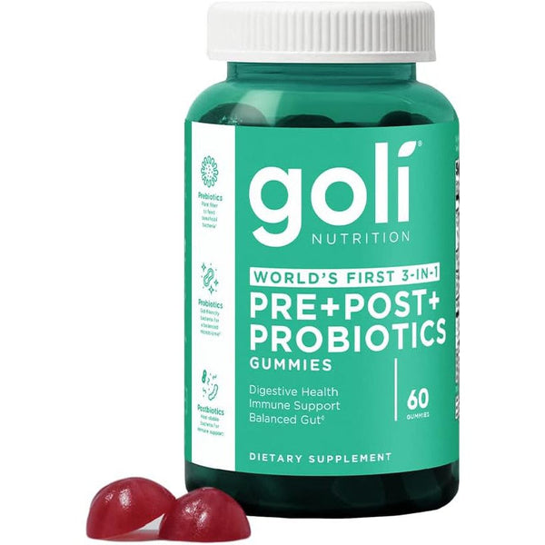 Goli Pre+Post+Probiotics Gummies Revolutionary formula combining Prebiotics, Probiotics, & Postbiotics 60 Pieces