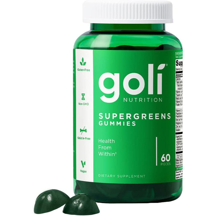 Goli SuperGreens Gummies With Unique Supergreens & Probiotic, Vegan, Gluten-Free & Gelatin Free 60 Gummies