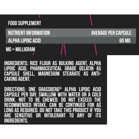 Grassberg ALA Alpha Lipoic Acid 60mg 60 Capsules