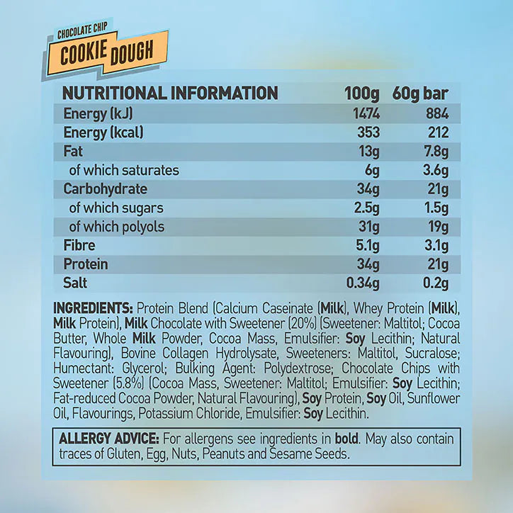 Grenade Protein Bar High Protein Low Sugar Cookie Dough 60g