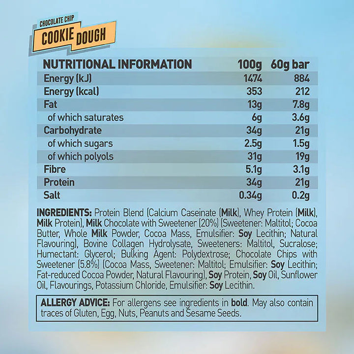 Grenade Protein Bar High Protein Low Sugar Cookie Dough 60g