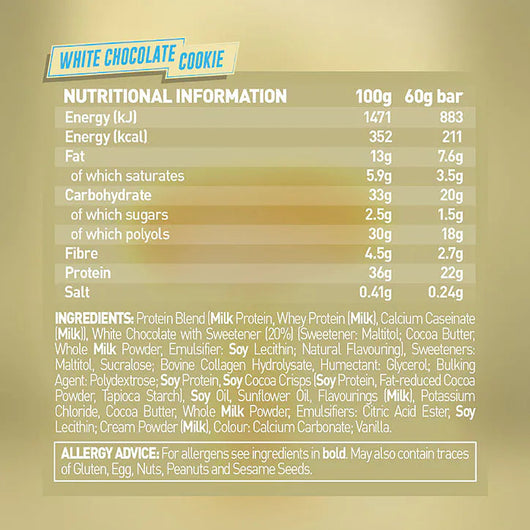 Grenade Protein Bar High Protein Low Sugar White Chocolate Cookie 60g