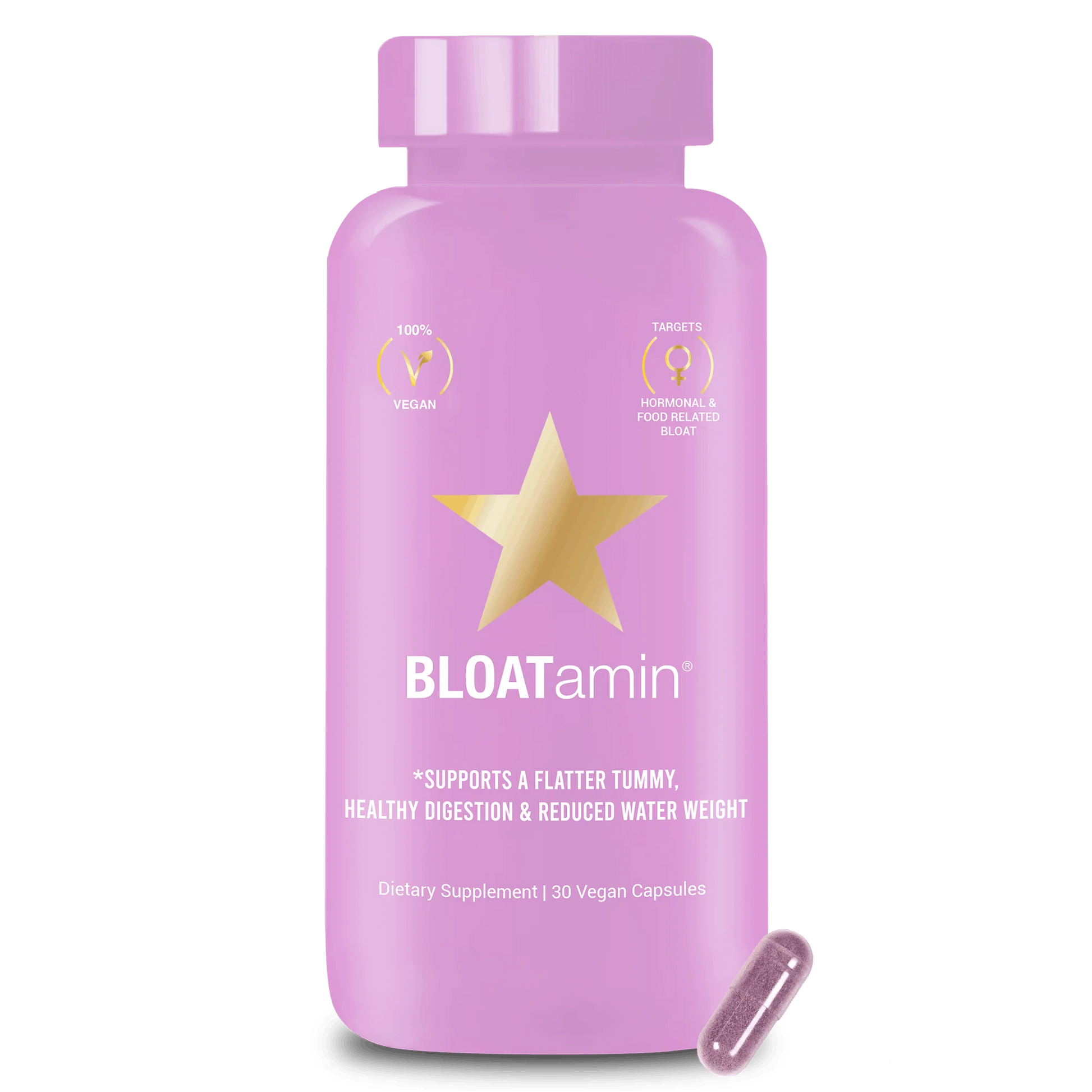 HAIRtamin BLOATamin - Bloating Relief with Super Digestive Enzymes for Women, Supports Healthy Digestion & Breakdown of Foods, Plant-based 30 Vegan Capsules