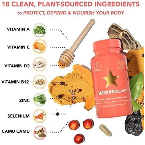 HAIRtamin IMMUNEtamin Immunity Booster with Elderberry, Vitamin C, Zinc, Vitamin D3 30 Vegetarian Capsules