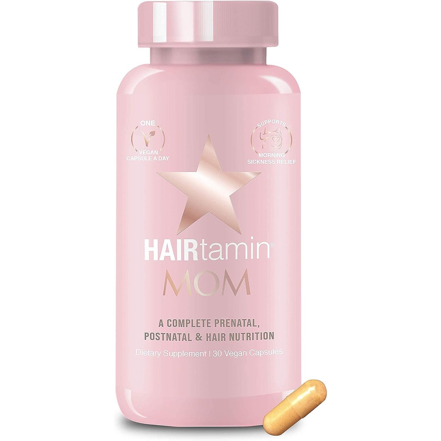 HAIRtamin MOM Vegan Prenatal & Postnatal Multivitamin Supplement During Pregnancy, Postpartum or Breastfeeding with Probiotic 30 Vegan Capsules
