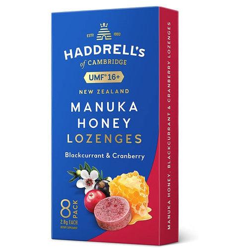 Haddrell's of Cambridge Lozenges Manuka Honey UMF +16 Blackcurrant and Cranberry 8 Pack