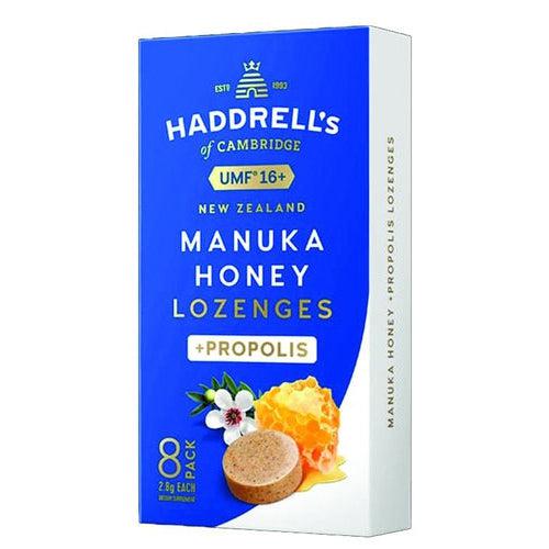 Haddrell's of Cambridge Lozenges New Zealand Manuka Honey UMF +16 with Propolis 8 Pack