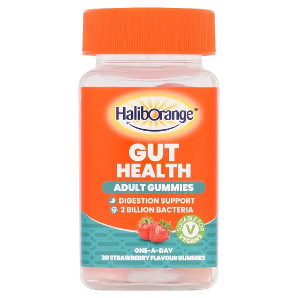 Haliborange Gut Health Gummies Digestion Support with Probiotics Vegan 30 Strawberry Flavour Gummies