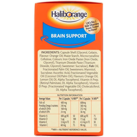 Haliborange Kids Omega-3 with Vitamins 90 Orange Chewable Fruit Burst Capsules for 3-12 Years