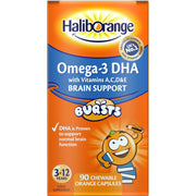 Haliborange Kids Omega-3 with Vitamins 90 Orange Chewable Fruit Burst Capsules for 3-12 Years