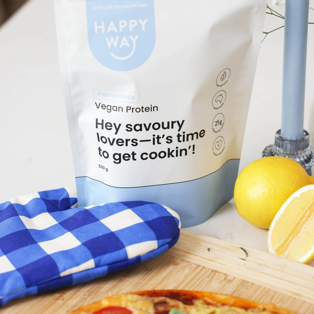 هابي واي مسحوق بروتين نباتي صافي بدون نكهة 500 جرام