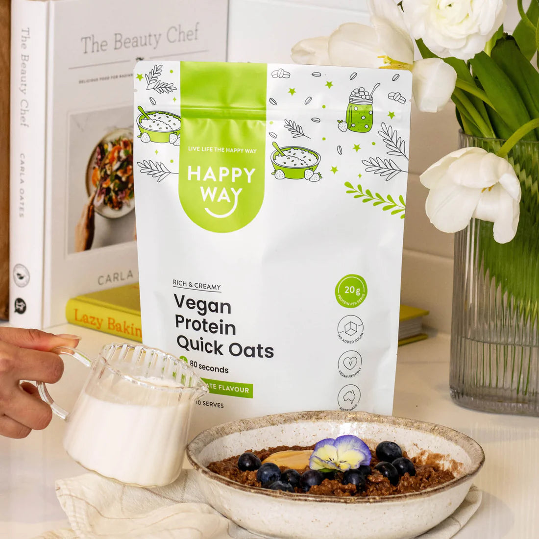 هابي واي شوفان سريع التحضير مع بروتين نباتي بالشوكولاتة 700غم