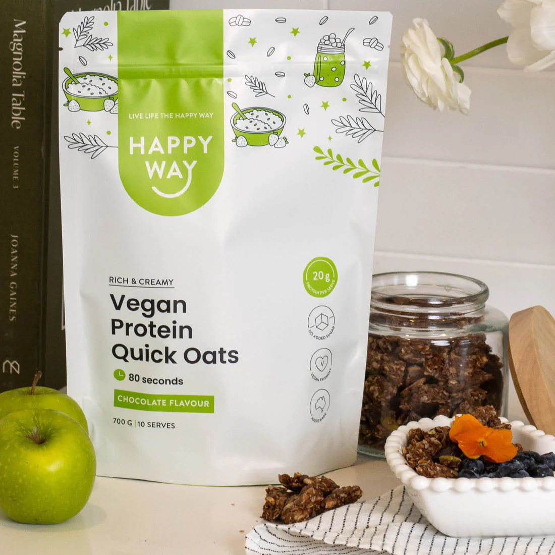 هابي واي شوفان سريع التحضير مع بروتين نباتي بالشوكولاتة 700غم