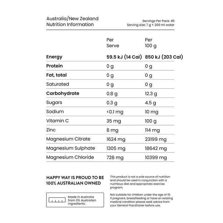 Happyway Magnesium Powder Orange Flavour 315g