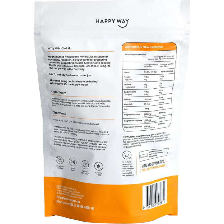 Happyway Magnesium Powder Orange Flavour 315g