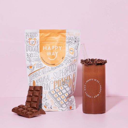 Happyway Whey Protein Powder Chocolate 500g Premium New Zealand Pasture-Fed Whey Protein with Organic Chia Seeds, Organic Psyllium husk, MCT Powder and Organic Maca Powder, Keto Friendly Gluten Free and Non-GMO