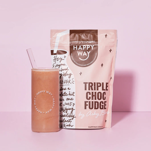 Happyway Whey Protein Powder Triple Chocolate Fudge 500g Premium New Zealand Pasture-Fed Whey Protein with Organic Chia Seeds, Organic Psyllium husk, MCT Powder and Organic Maca Powder, Keto Friendly Gluten Free and Non-GMO