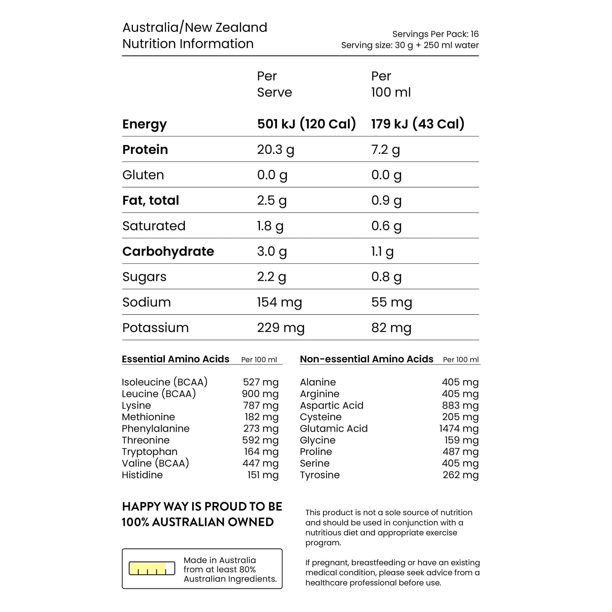 Happyway Whey Protein Powder Vanilla 500g Premium New Zealand Pasture-Fed Whey Protein with Organic Chia Seeds, Organic Psyllium husk, MCT Powder and Organic Maca Powder, Keto Friendly Gluten Free and Non-GMO