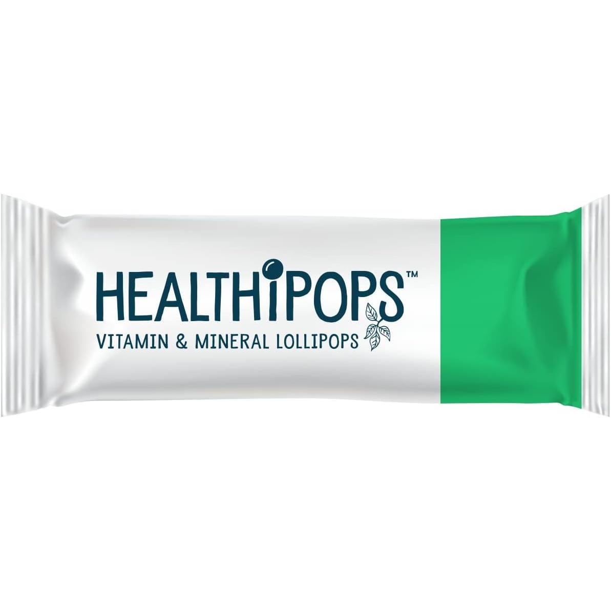 Healthipops Vitamin & Mineral Lollipops Kids' Multivit Suitable for Ages 4+ with Added Vitamin A, B6, B12, C, D3, E & Zinc, Strawberry Flavour 14 Lollipops