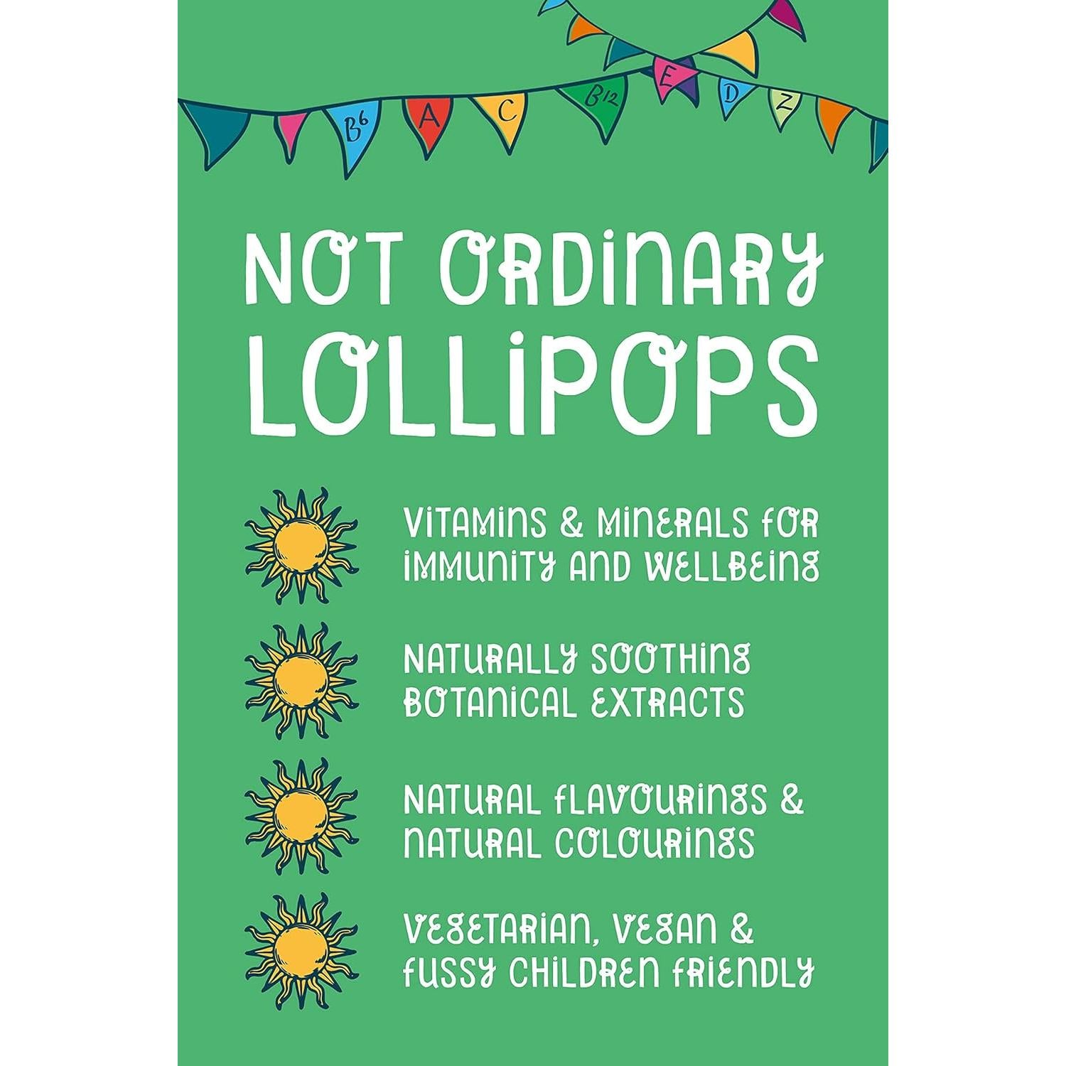 Healthipops Vitamin & Mineral Lollipops Kids' Multivit Suitable for Ages 4+ with Added Vitamin A, B6, B12, C, D3, E & Zinc, Strawberry Flavour 14 Lollipops
