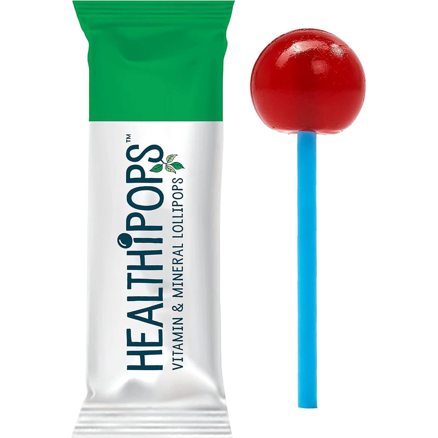 Healthipops Vitamin & Mineral Lollipops Kids' Multivit Suitable for Ages 4+ with Added Vitamin A, B6, B12, C, D3, E & Zinc, Strawberry Flavour 14 Lollipops