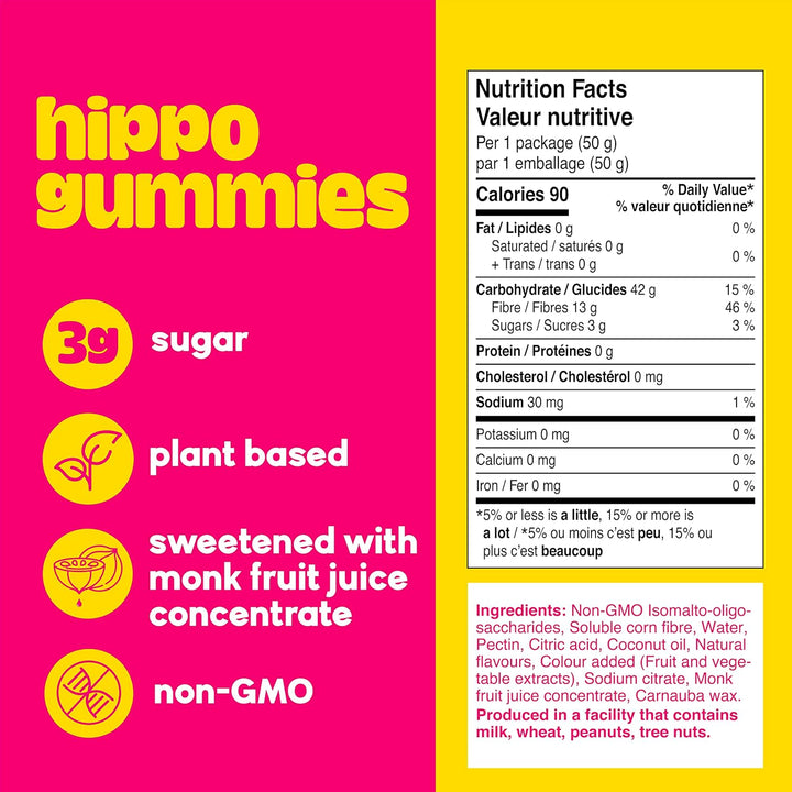 Healthy Hippo Low Sugar Hippo Gummies Plant Based Gummy Candy Sweetened with Monk Fruit Juice Concentrate not Stevia | No Artificial Ingredients or Sugar Alcohols 50gm