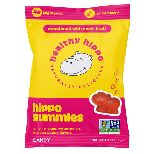 Healthy Hippo Low Sugar Hippo Gummies Plant Based Gummy Candy Sweetened with Monk Fruit Juice Concentrate not Stevia | No Artificial Ingredients or Sugar Alcohols 50gm